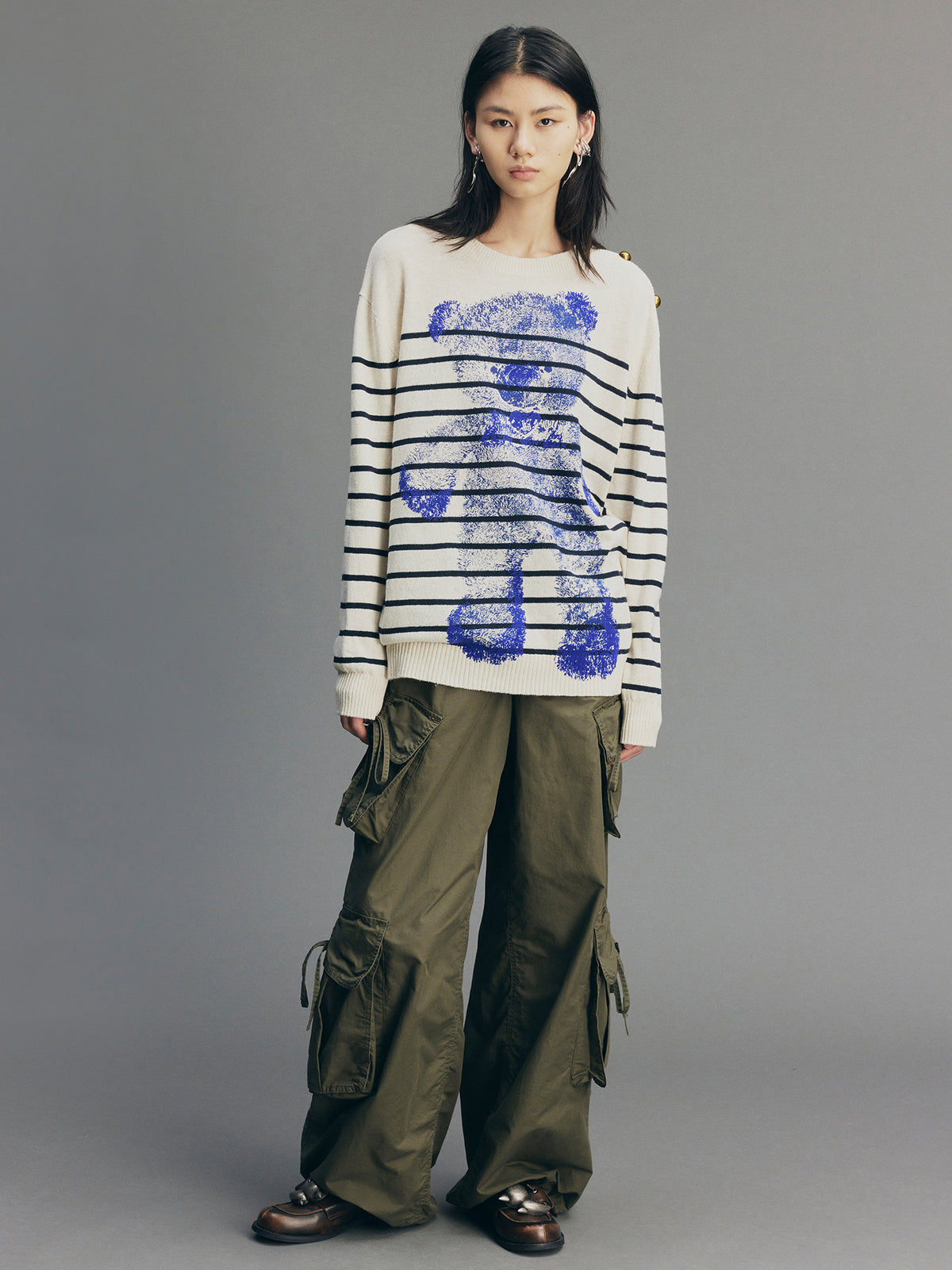 Bear-Print Knit Sweater