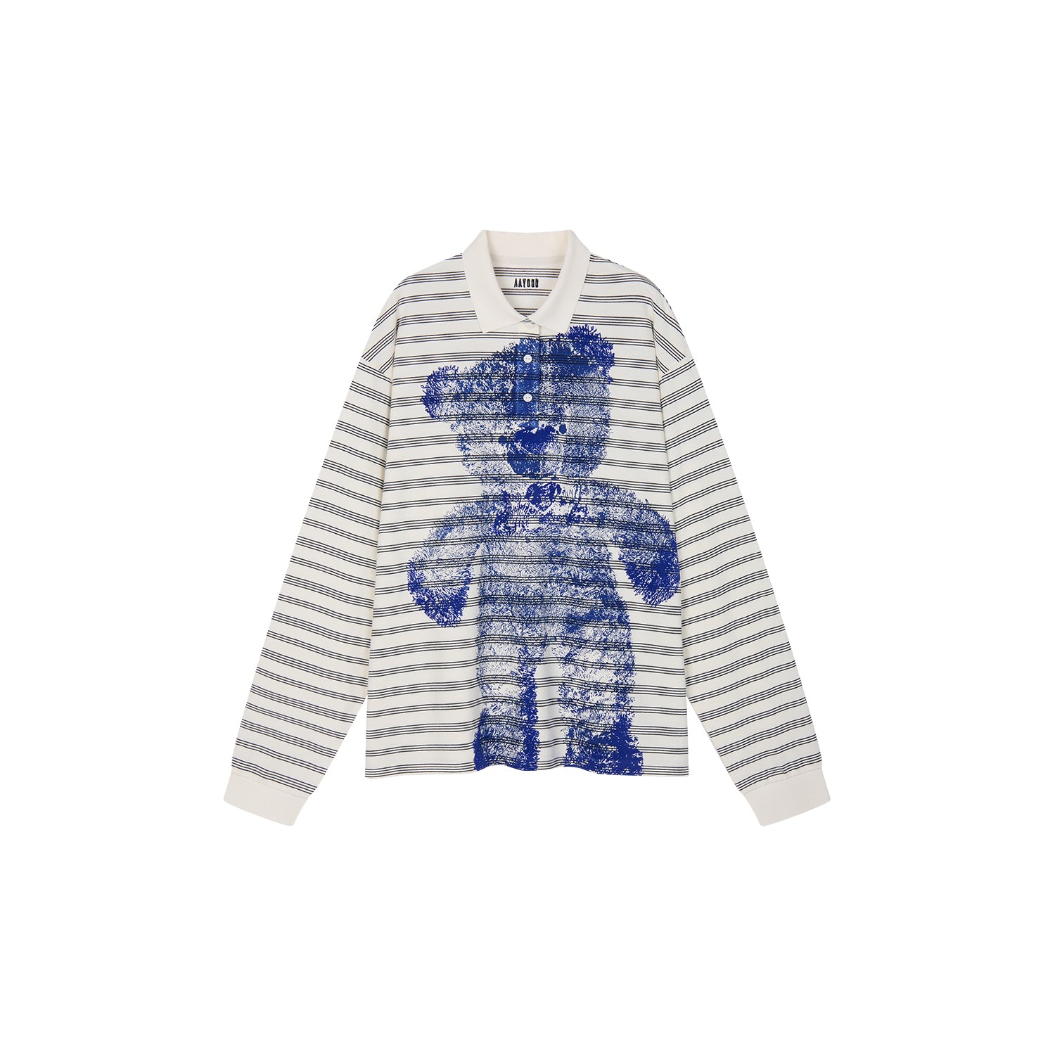 Bear-Print Polo Sweatshirt