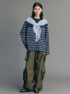 Striped Sailor Collar Sweatshirt