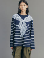Striped Sailor Collar Sweatshirt