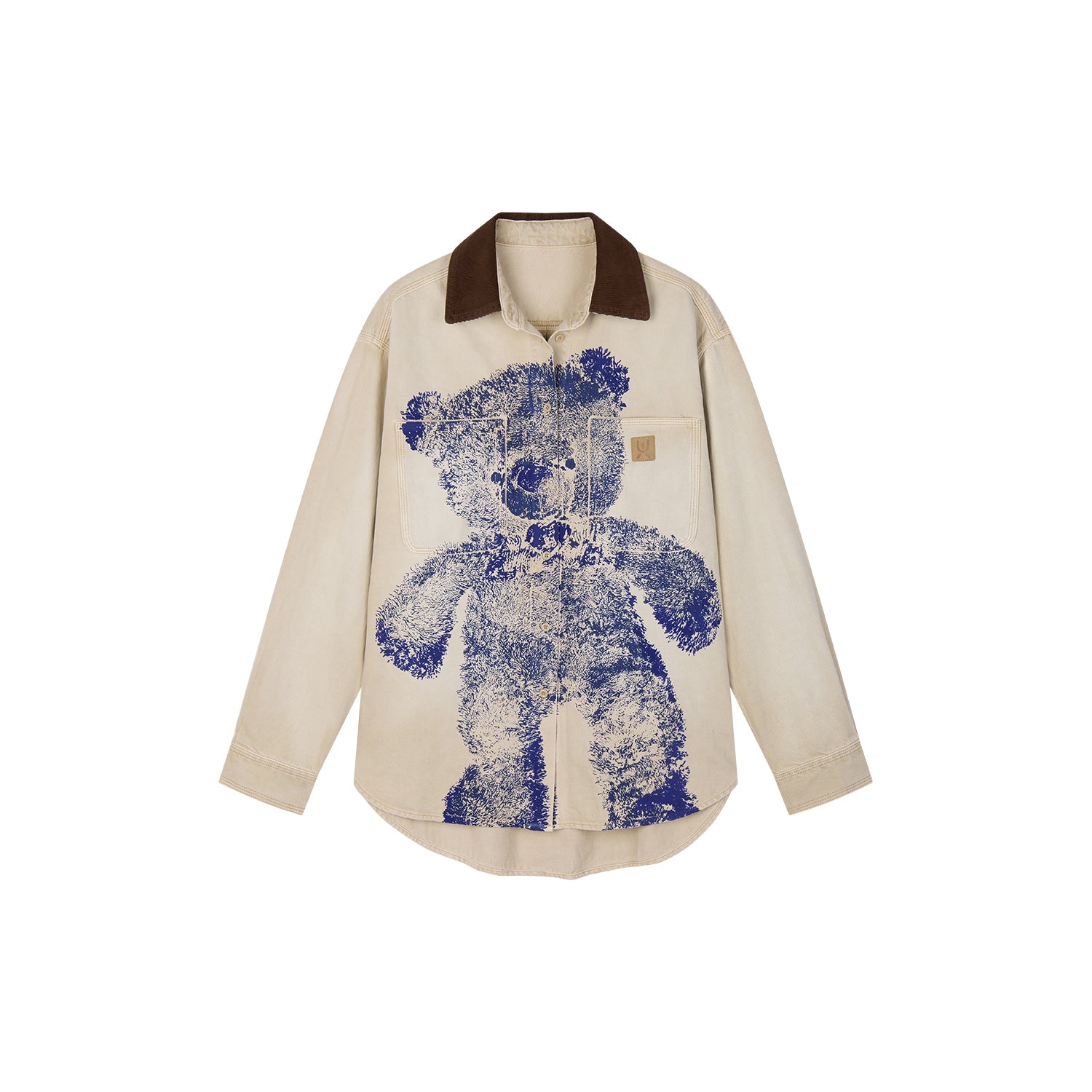 Bear-Print Utility Shirt Jacket