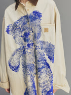 Bear-Print Utility Shirt Jacket