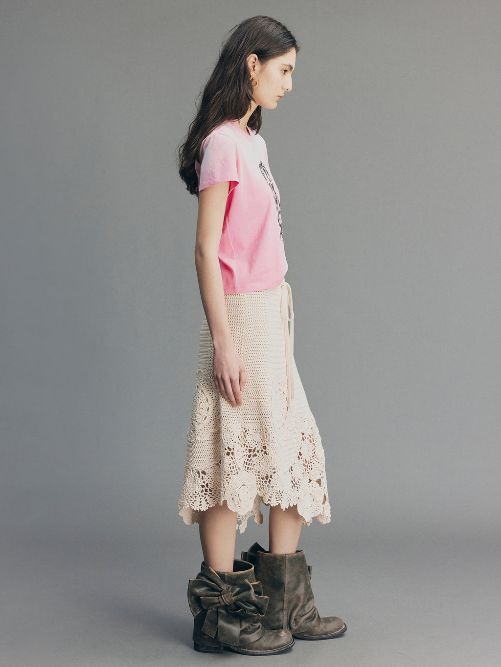 Vintage Hand-Crochet Floral Skirt