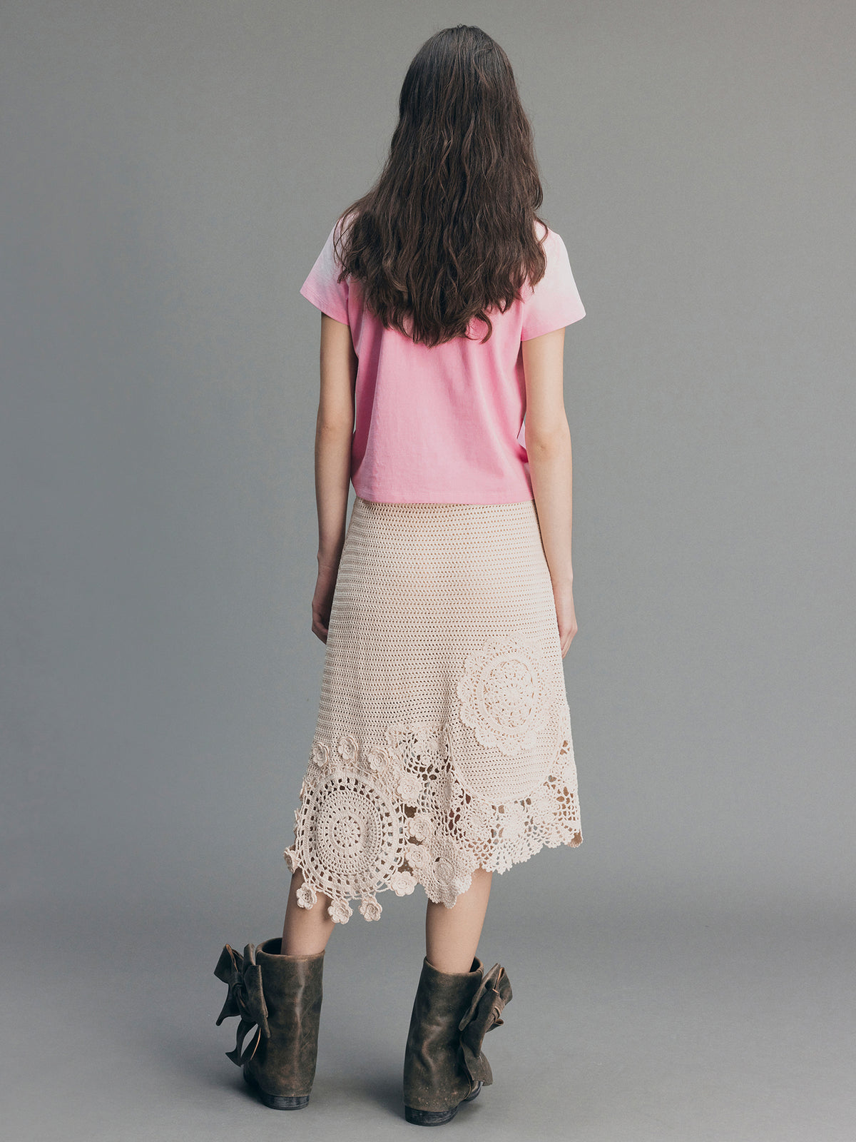 Vintage Hand-Crochet Floral Skirt
