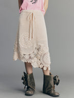 Vintage Hand-Crochet Floral Skirt