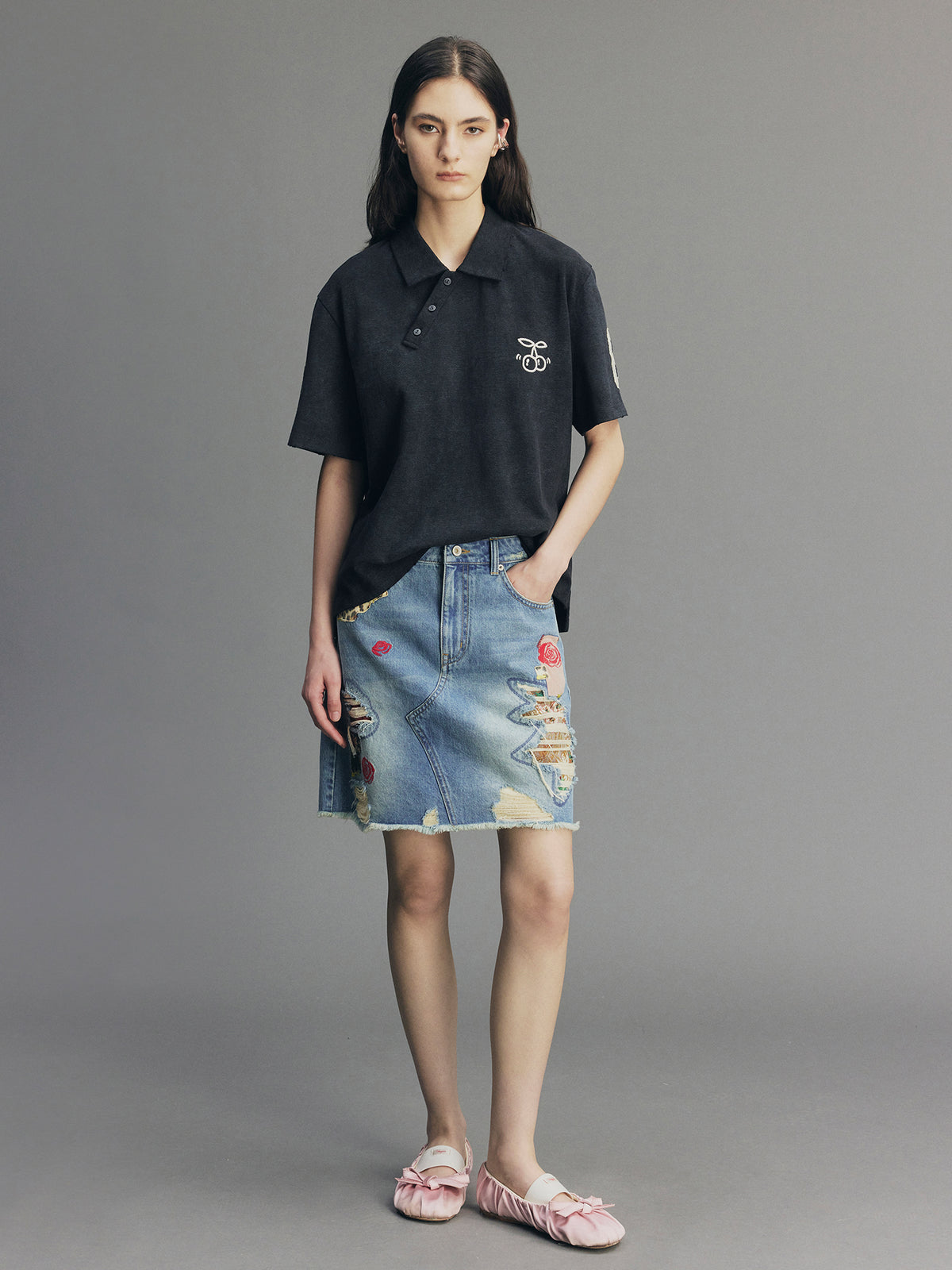 Vintage Patchwork Remake Denim Skirt