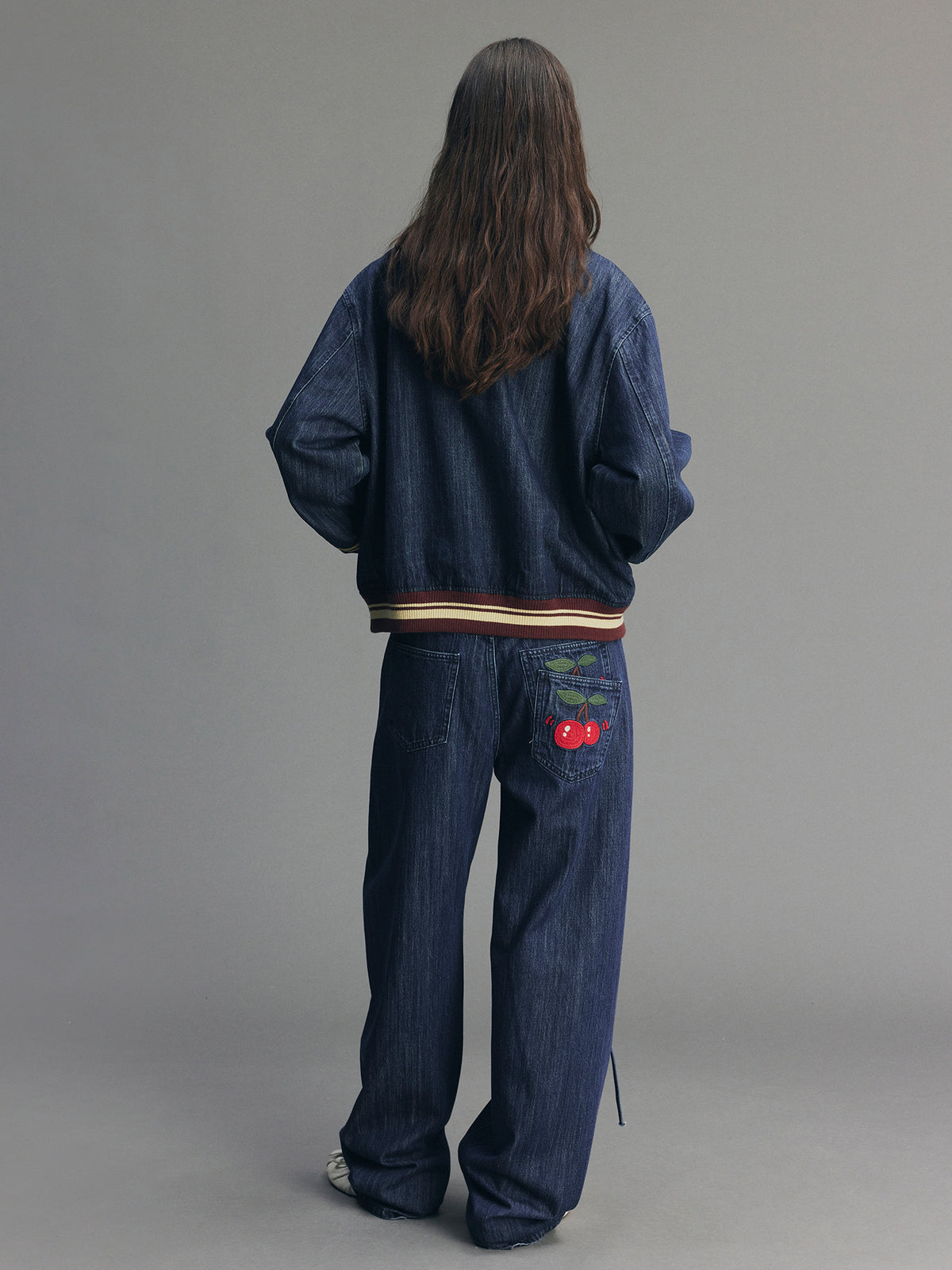 Sporty Cherry Slub Barrel Jeans