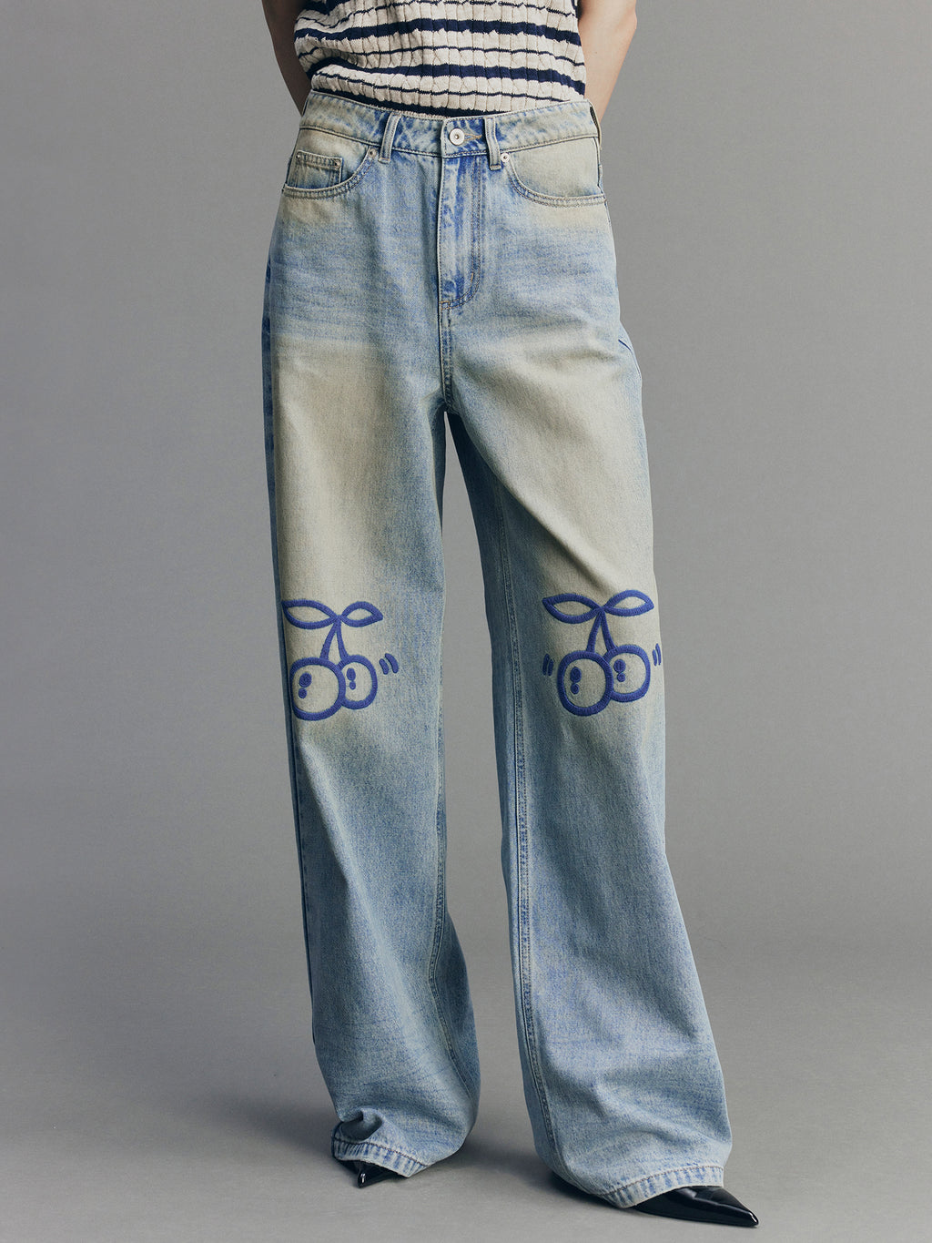 Sporty Cherry Vintage Straight-Leg Jeans