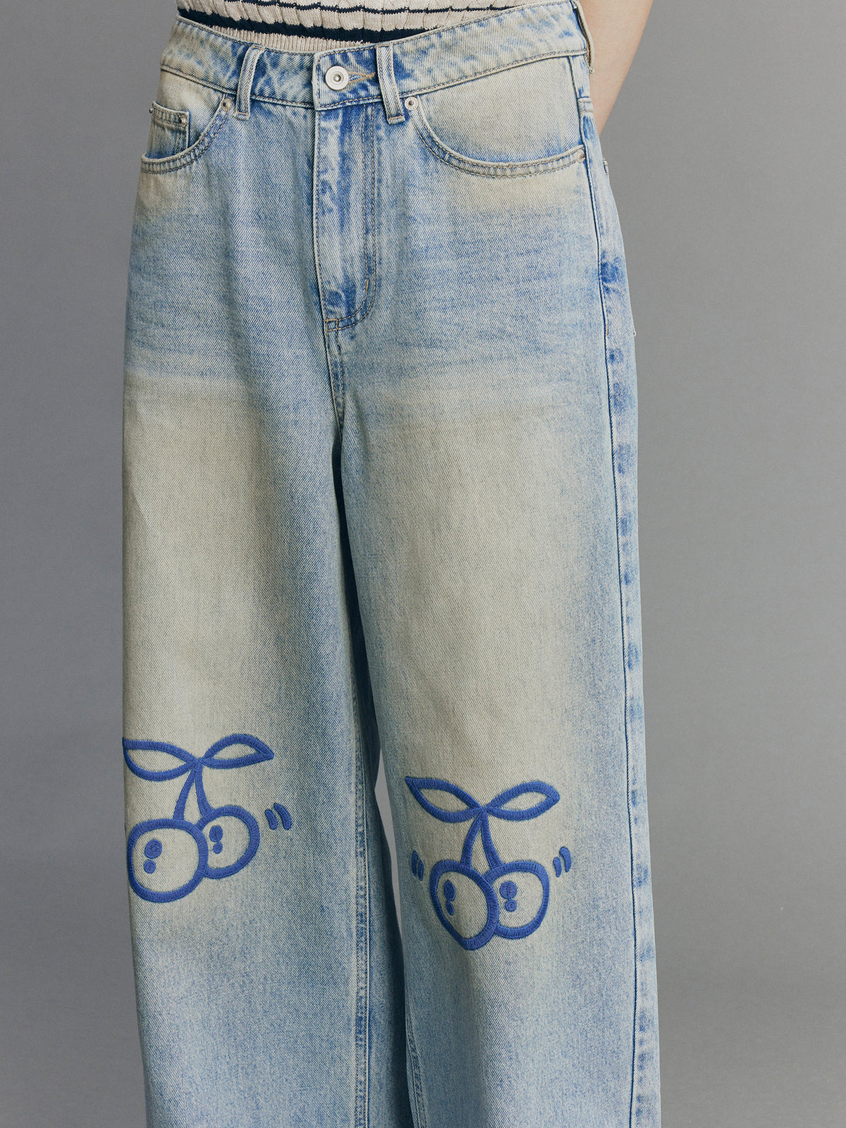 Sporty Cherry Vintage Straight-Leg Jeans