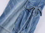 3D Bow Tie Denim Cargo Jeans