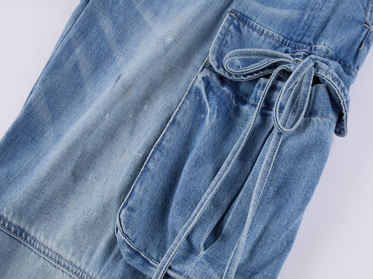 3D Bow Tie Denim Cargo Jeans