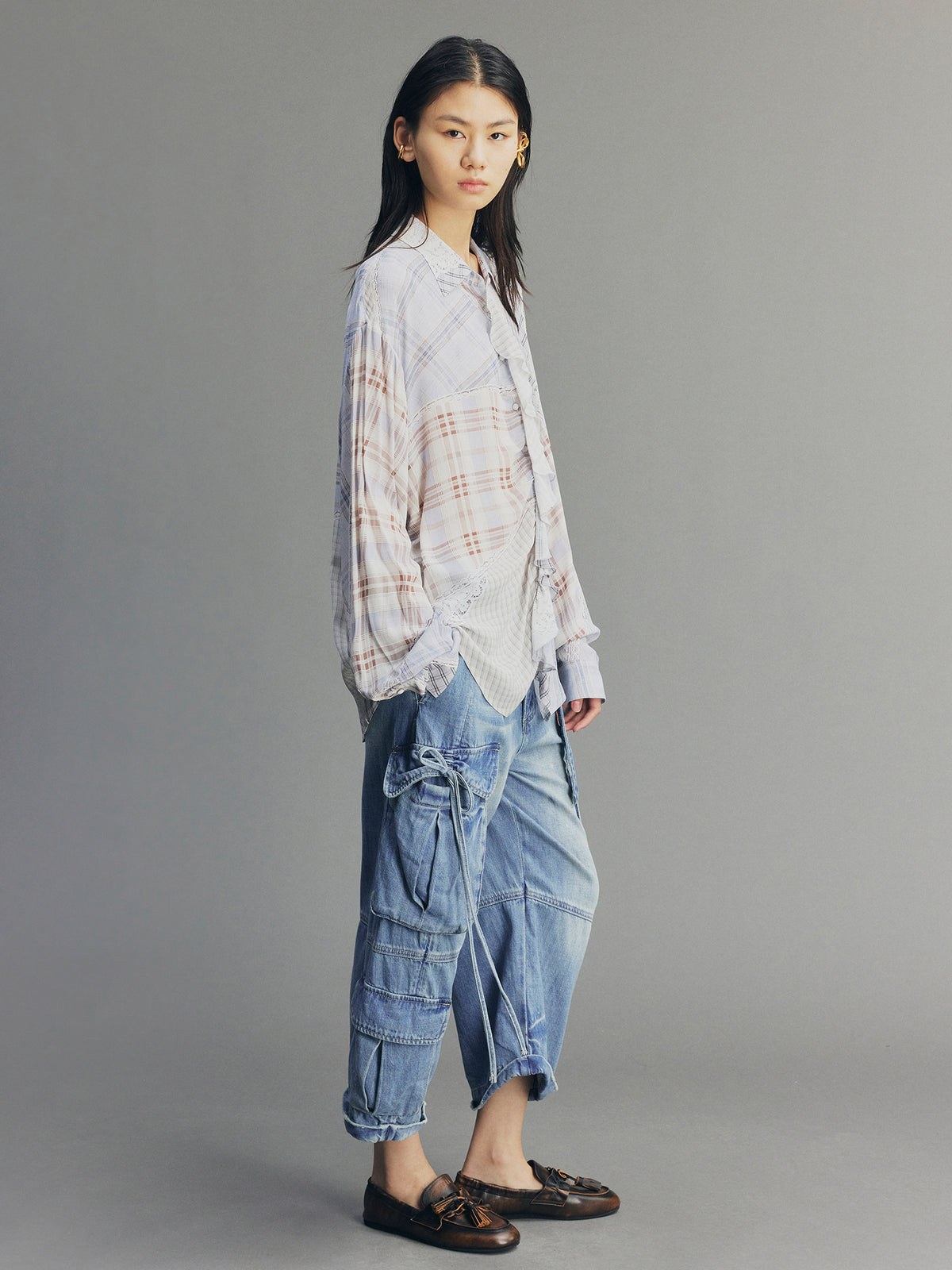 3D Bow Tie Denim Cargo Jeans