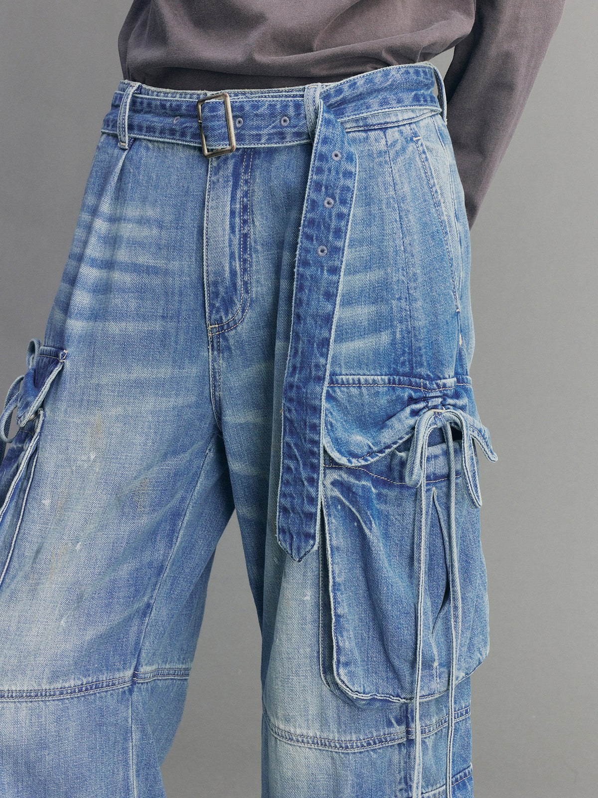 3D Bow Tie Denim Cargo Jeans