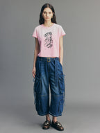 3D Bow Tie Denim Cargo Jeans