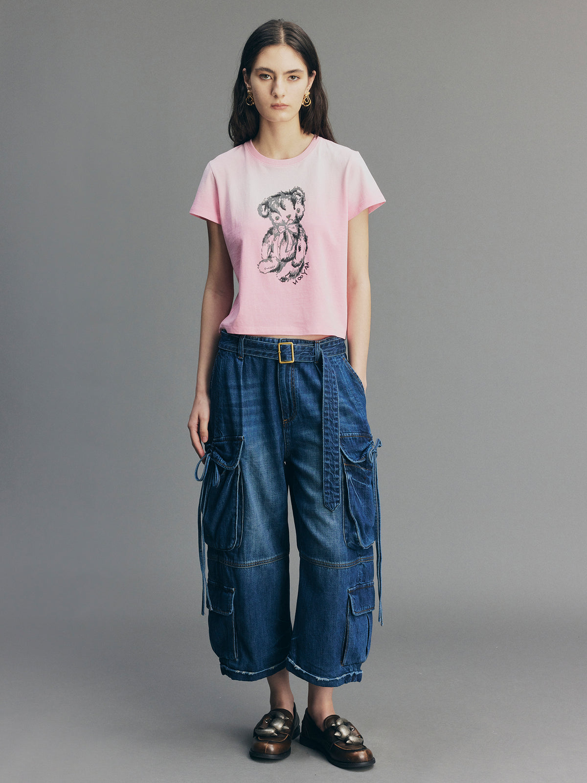 3D Bow Tie Denim Cargo Jeans
