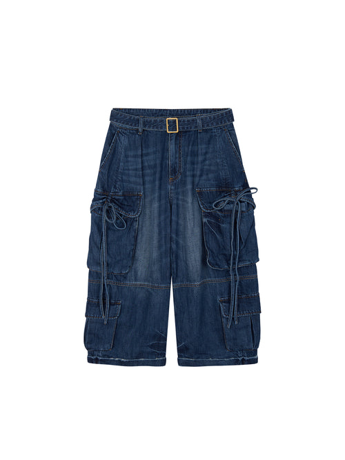3D Bow Tie Denim Cargo Jeans