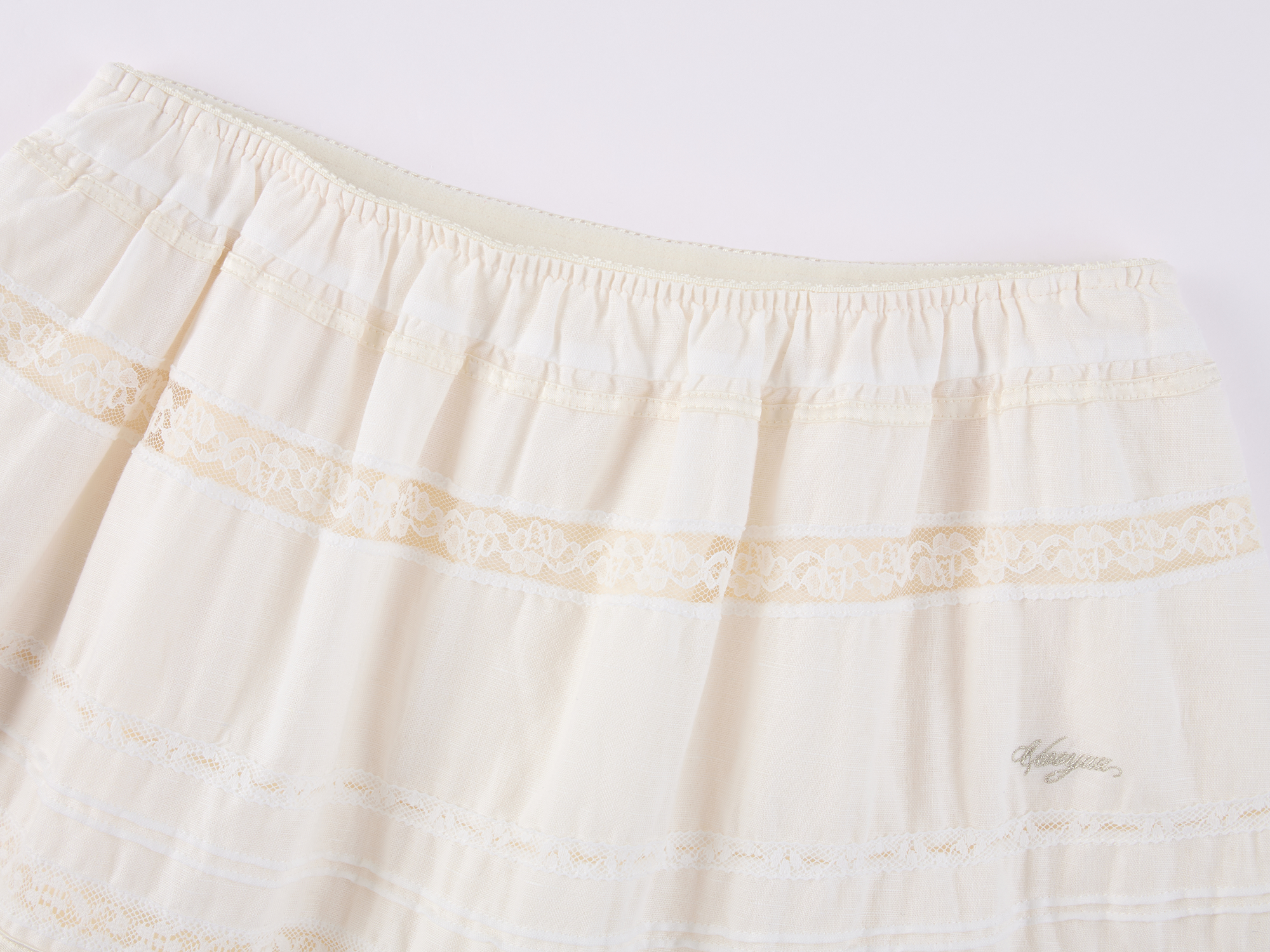 Dimensional Embroidered Lace Flared Skirt