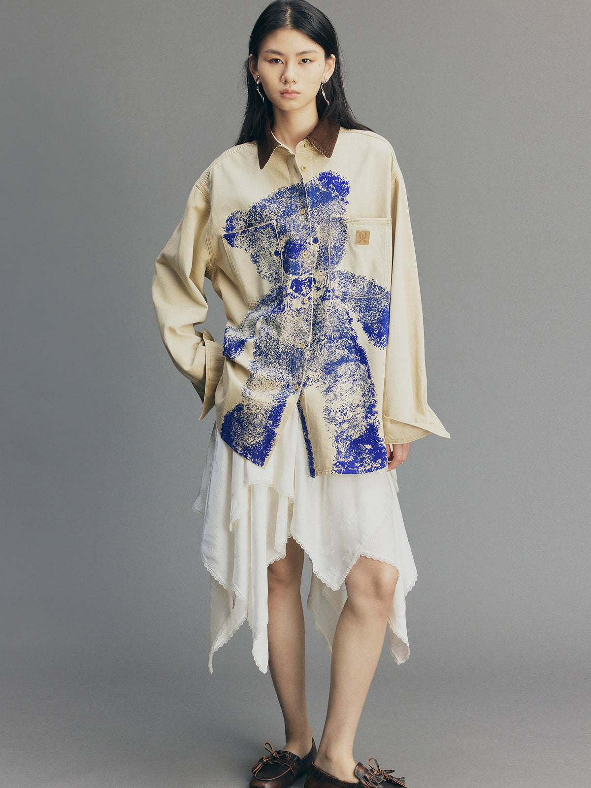 Satin Mixed Asymmetric Skirt