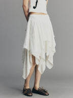 Satin Mixed Asymmetric Skirt