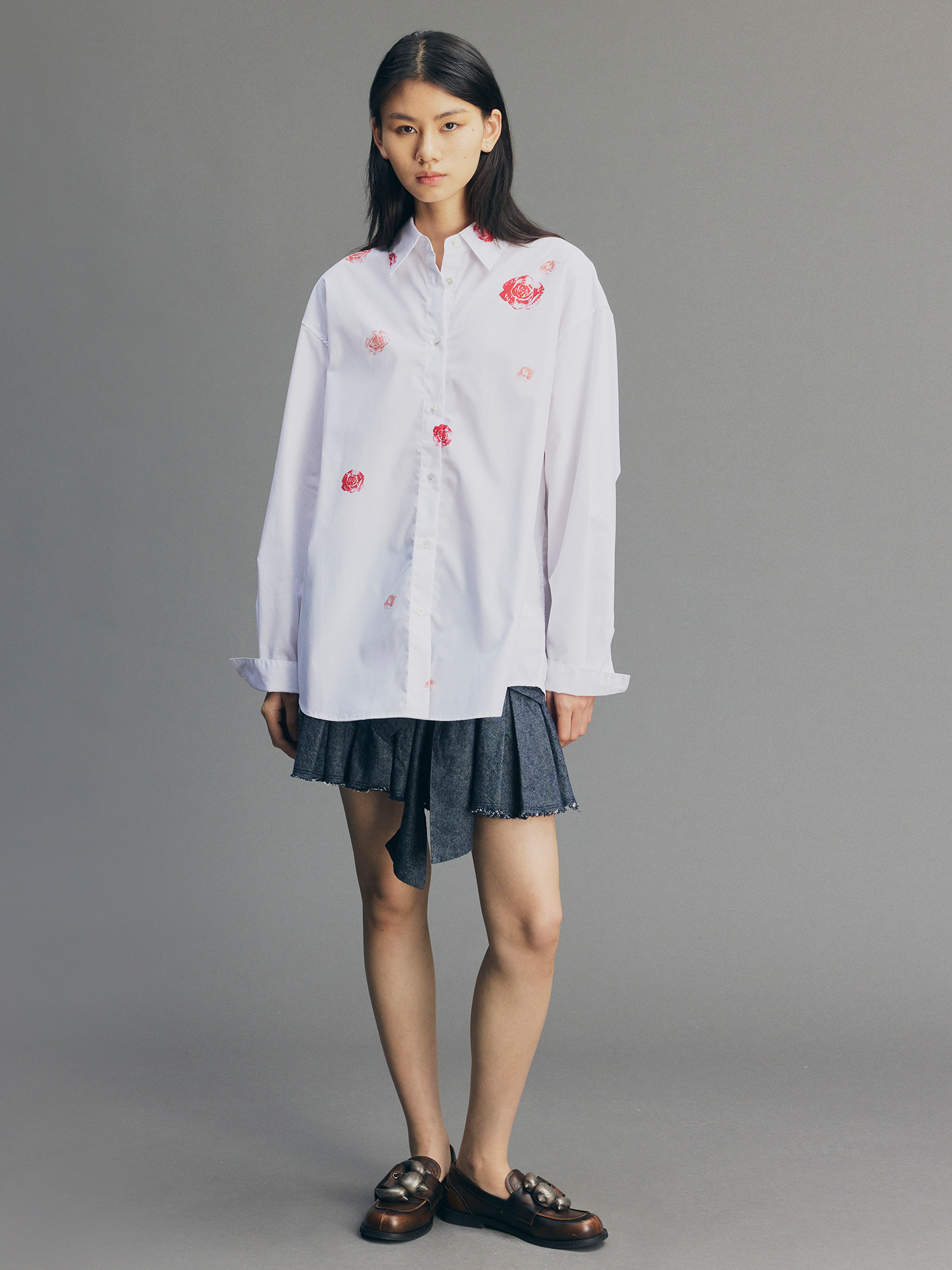 Rose Lipstick Print Poplin Shirt