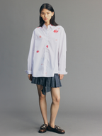 Rose Lipstick Print Poplin Shirt
