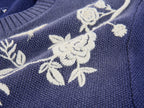 Vintage Embroidered Distressed Knit Cardigan
