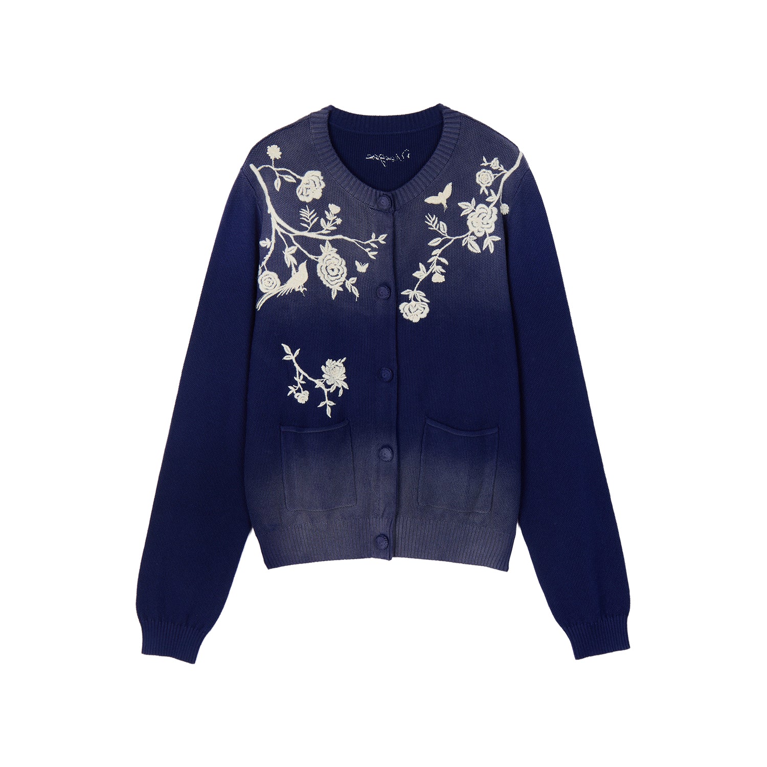Vintage Embroidered Distressed Knit Cardigan