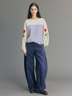 Romantic True Flower Stem Embroidered Sweatshirt