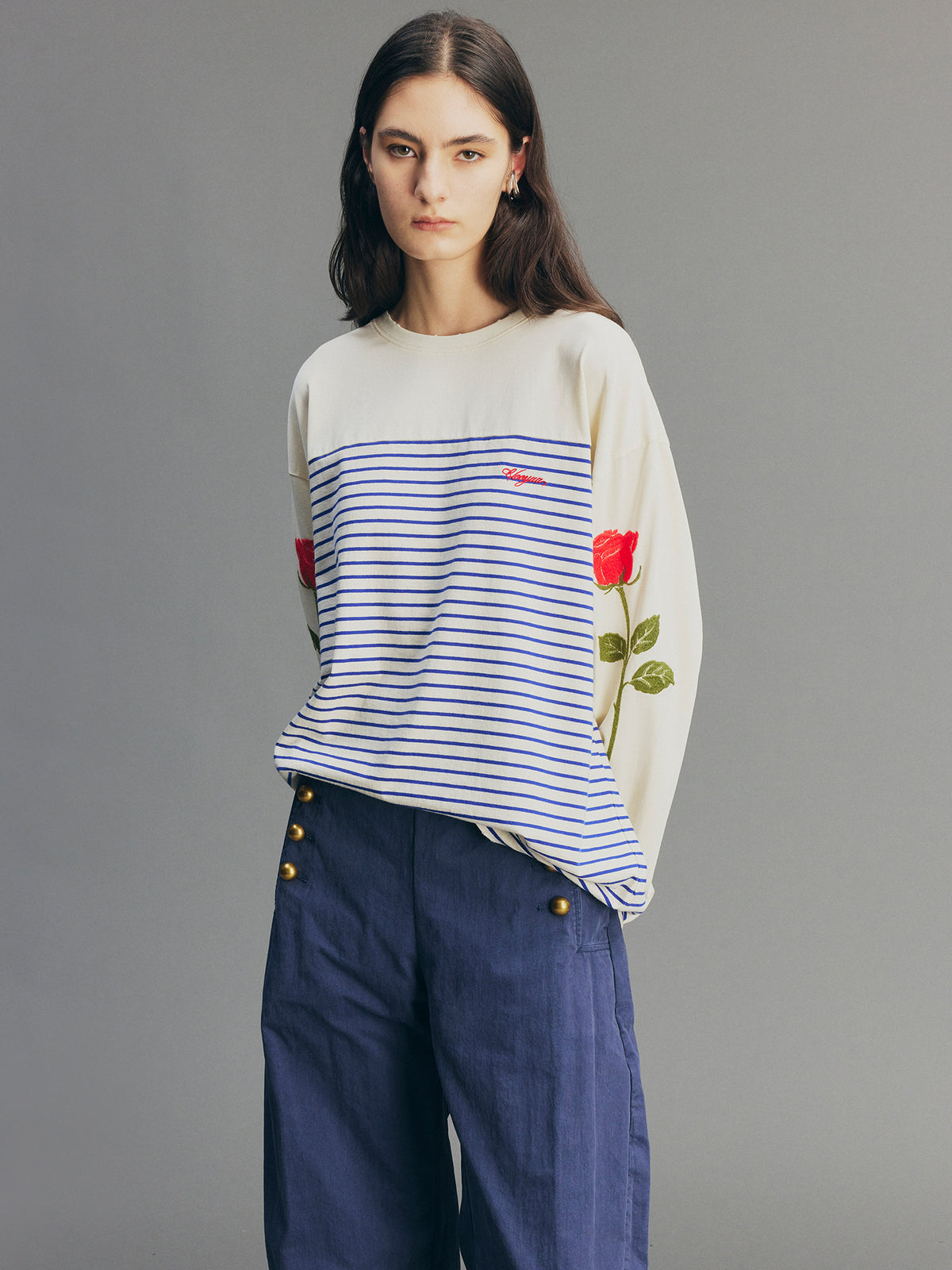 Romantic True Flower Stem Embroidered Sweatshirt
