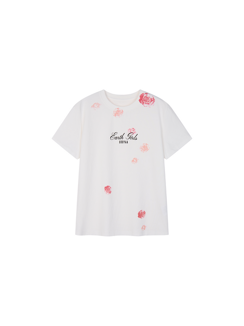 Rose Lipstick Print Fitted T-shirt