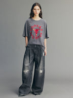 Rock Print Rhinestone T-shirt