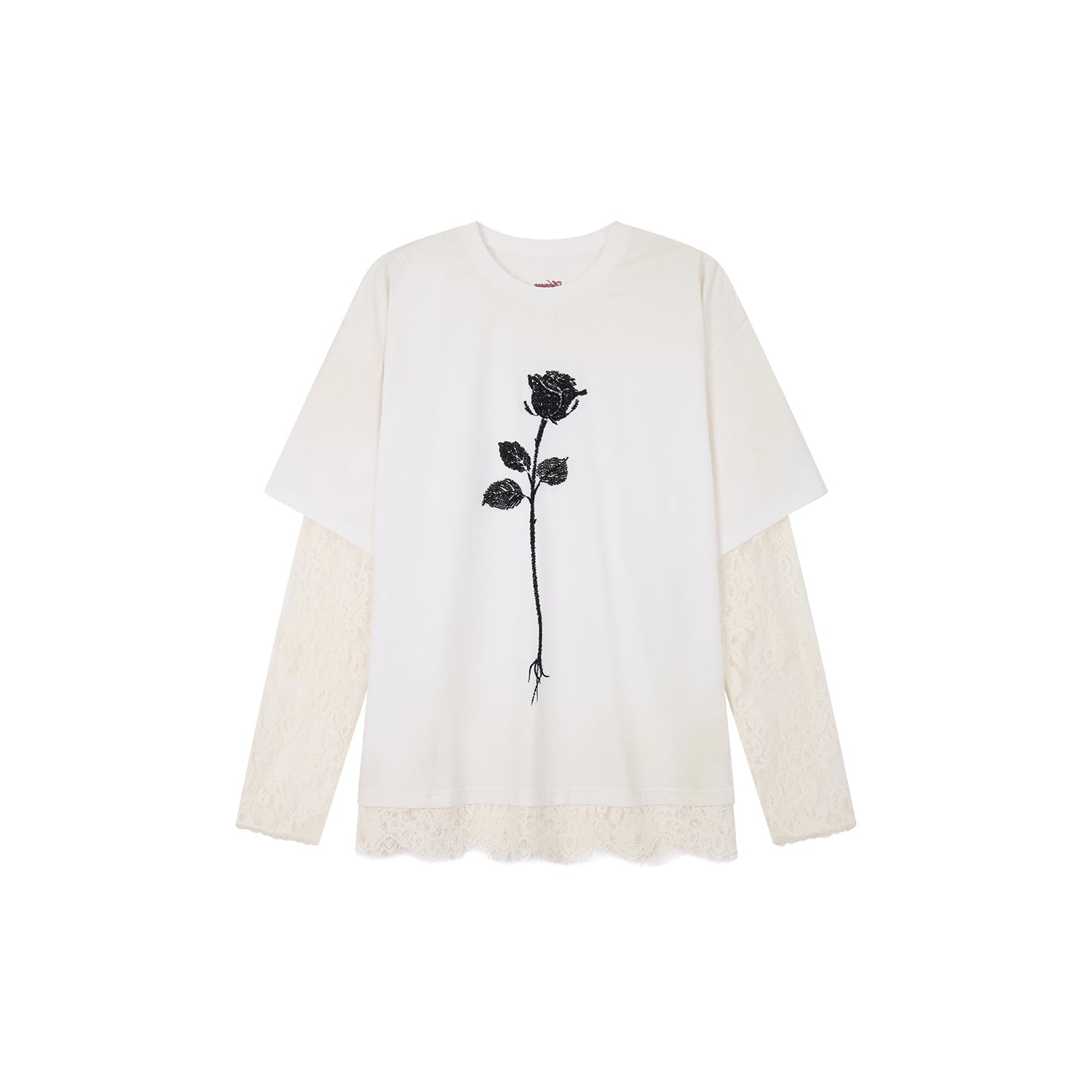 True Flower Sequin Embroidered Layered T-shirt