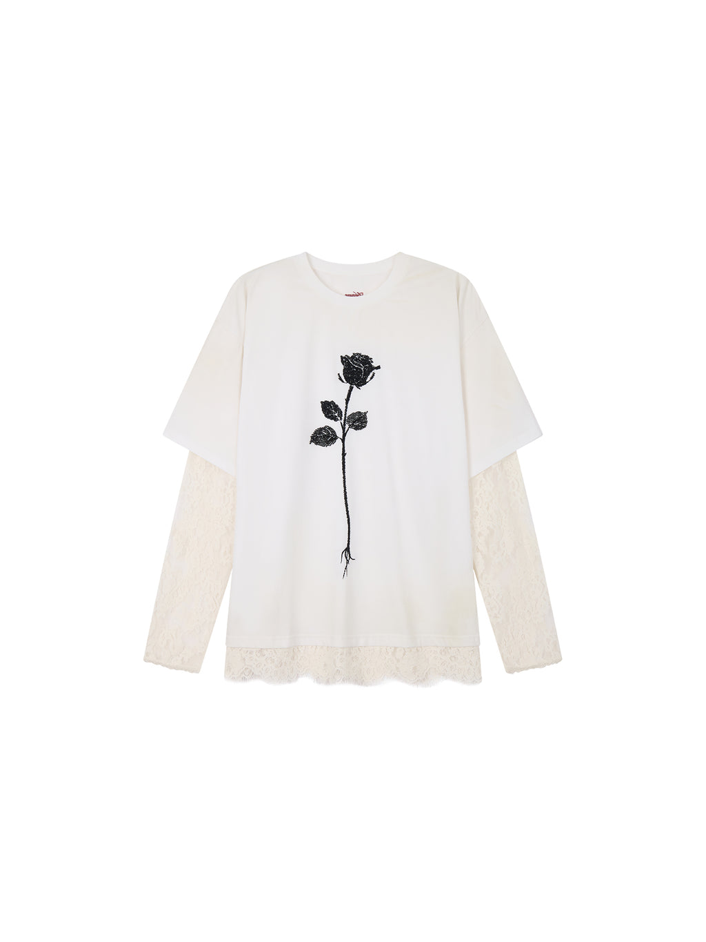 True Flower Sequin Embroidered Layered T-shirt
