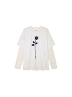 True Flower Sequin Embroidered Layered T-shirt