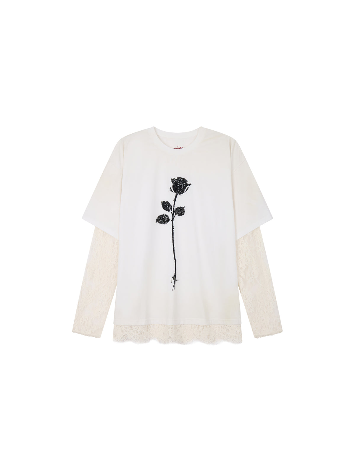 True Flower Sequin Embroidered Layered T-shirt