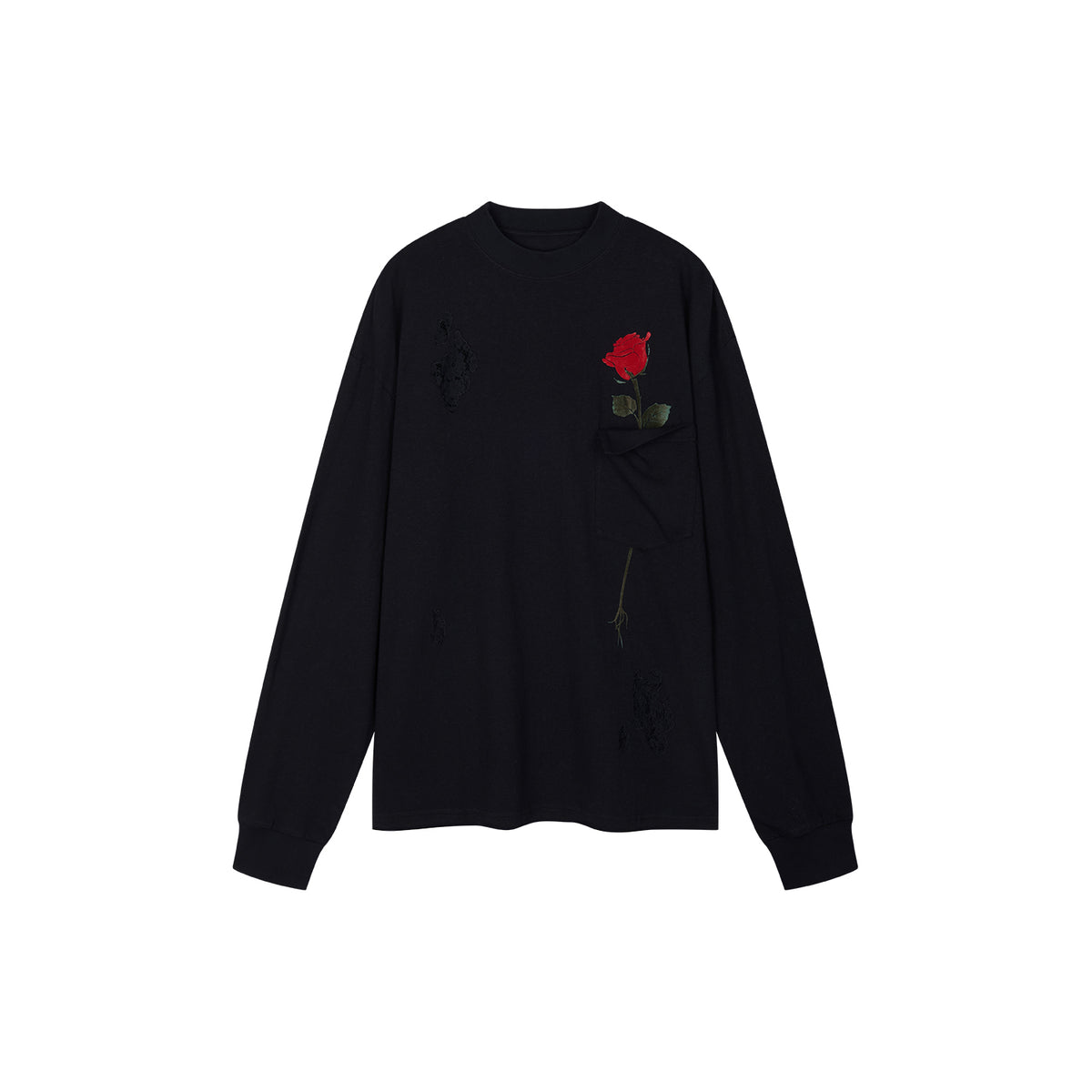 Playful True Flower Lace Distressed Sweatshirt