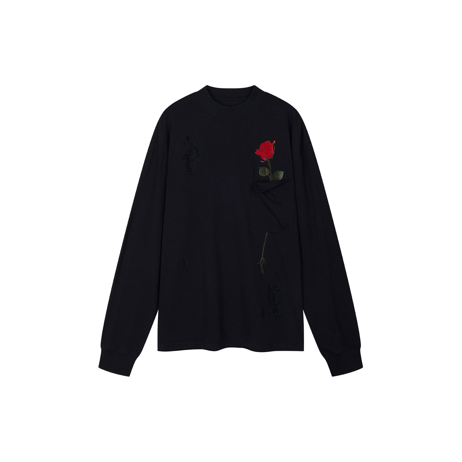 Playful True Flower Lace Distressed Sweatshirt
