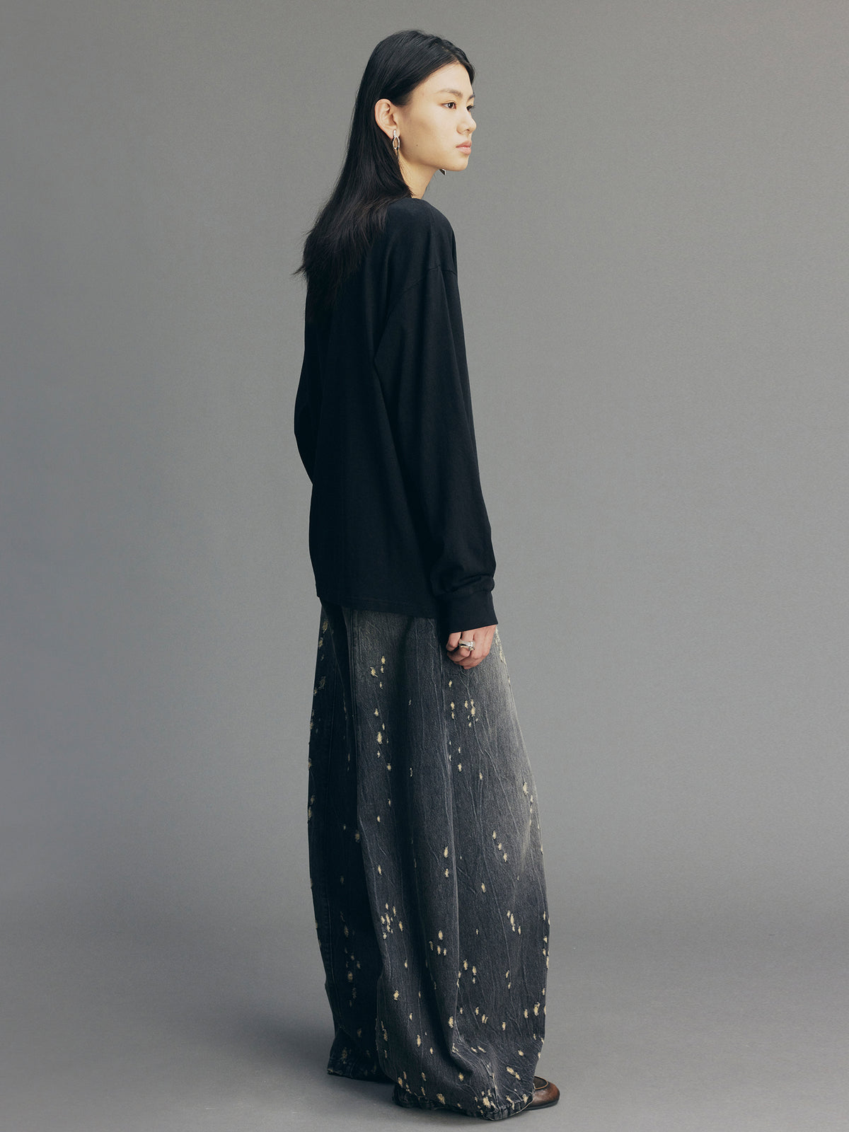 Playful True Flower Lace Distressed Sweatshirt