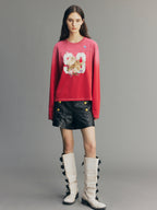 Fantasy Cat Embroidered Sweatshirt