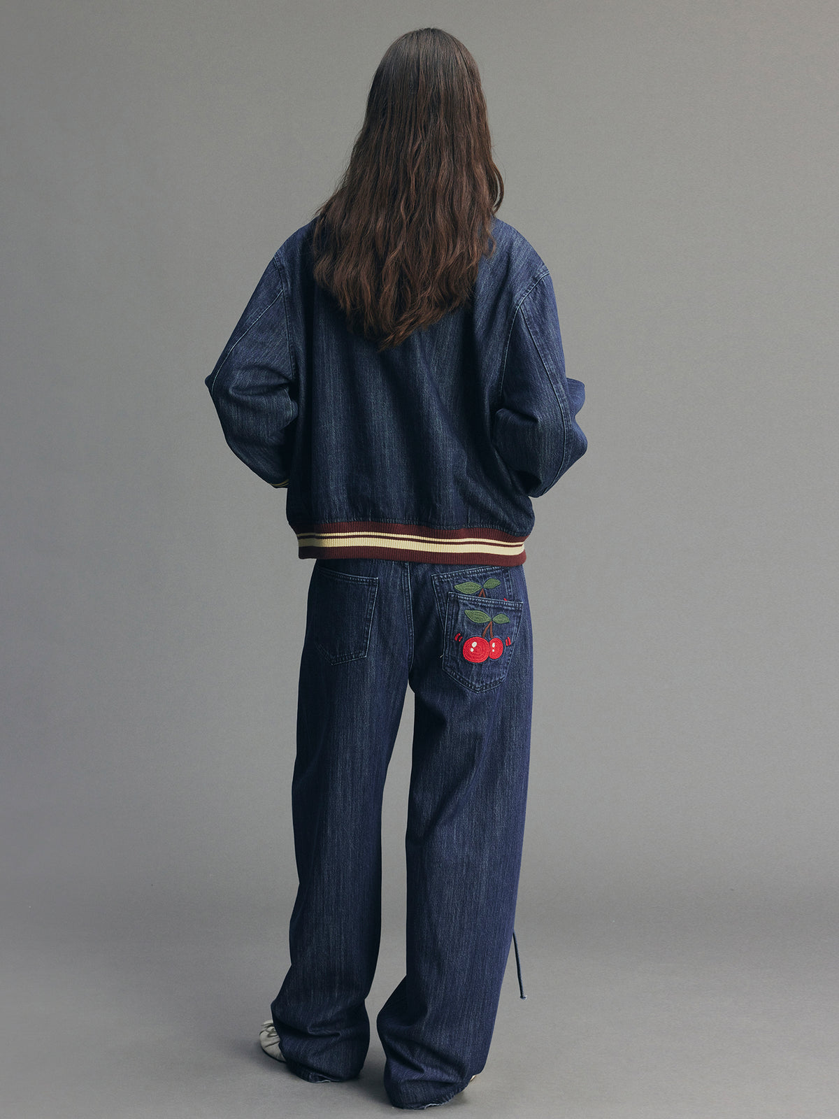 Vintage Romantic Military Denim Bomber Jacket