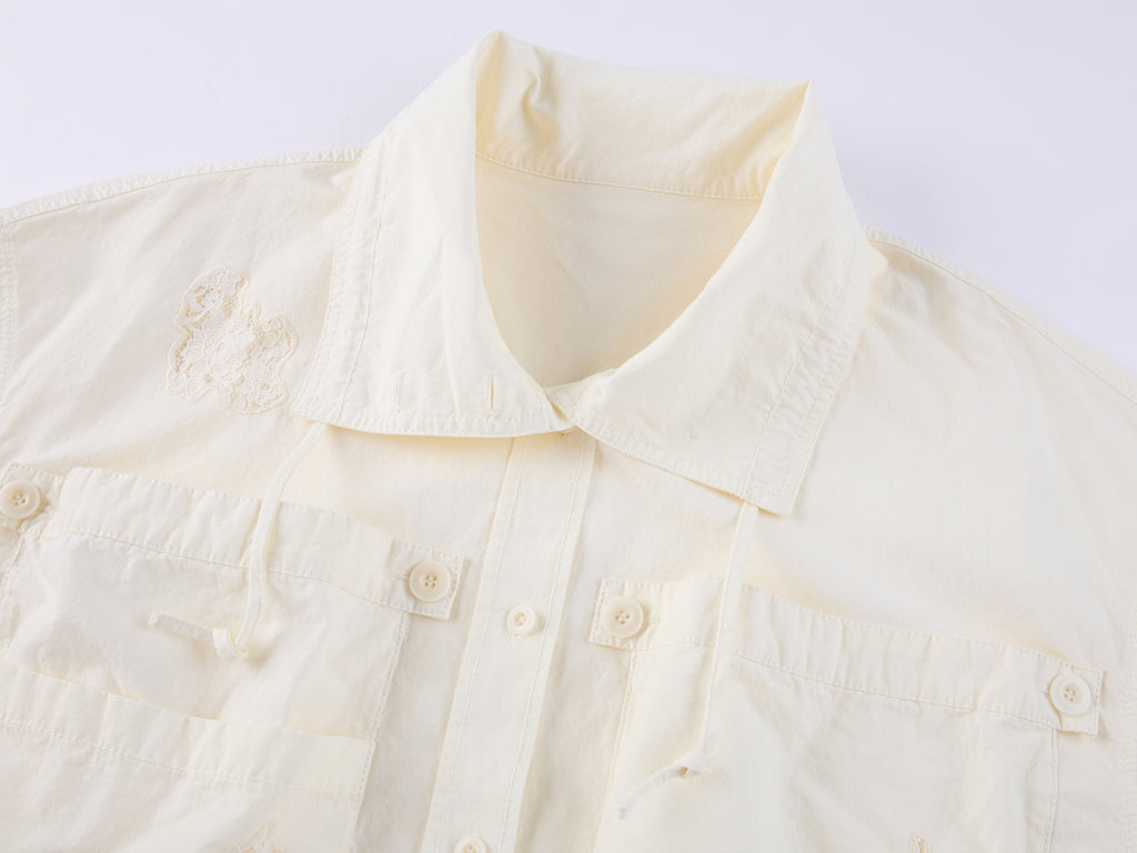 Casual Adjustable Drawstring Utility Shirt