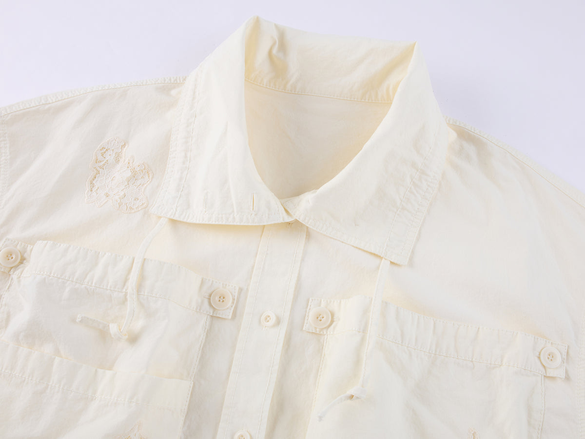 Casual Adjustable Drawstring Utility Shirt