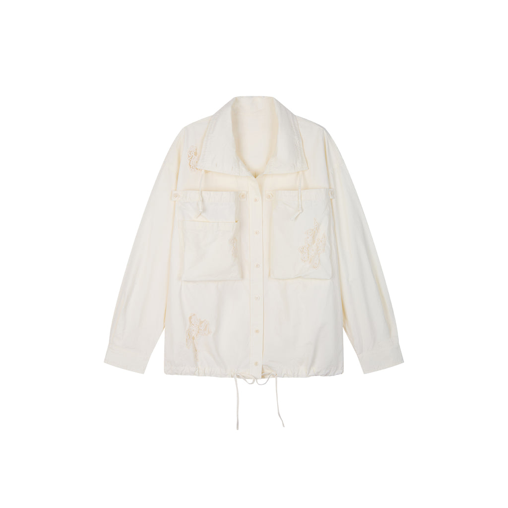 Casual Adjustable Drawstring Utility Shirt