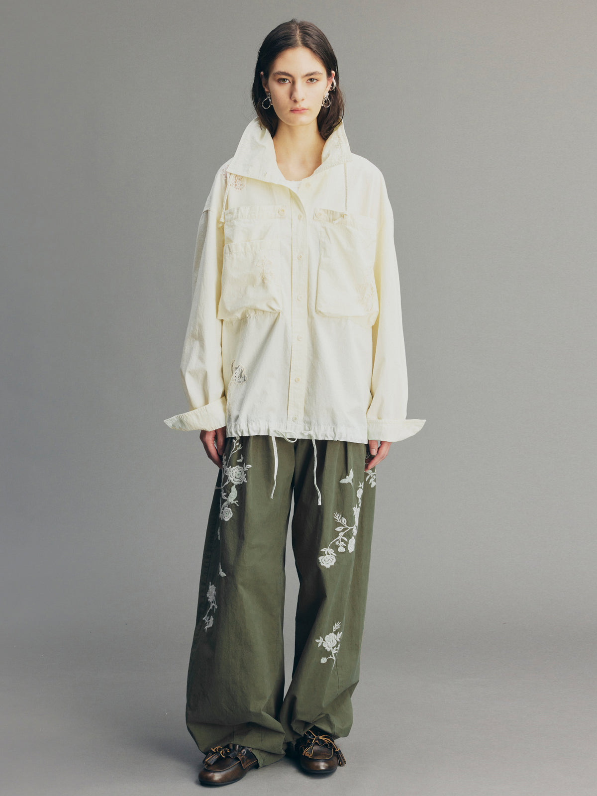 Casual Adjustable Drawstring Utility Shirt