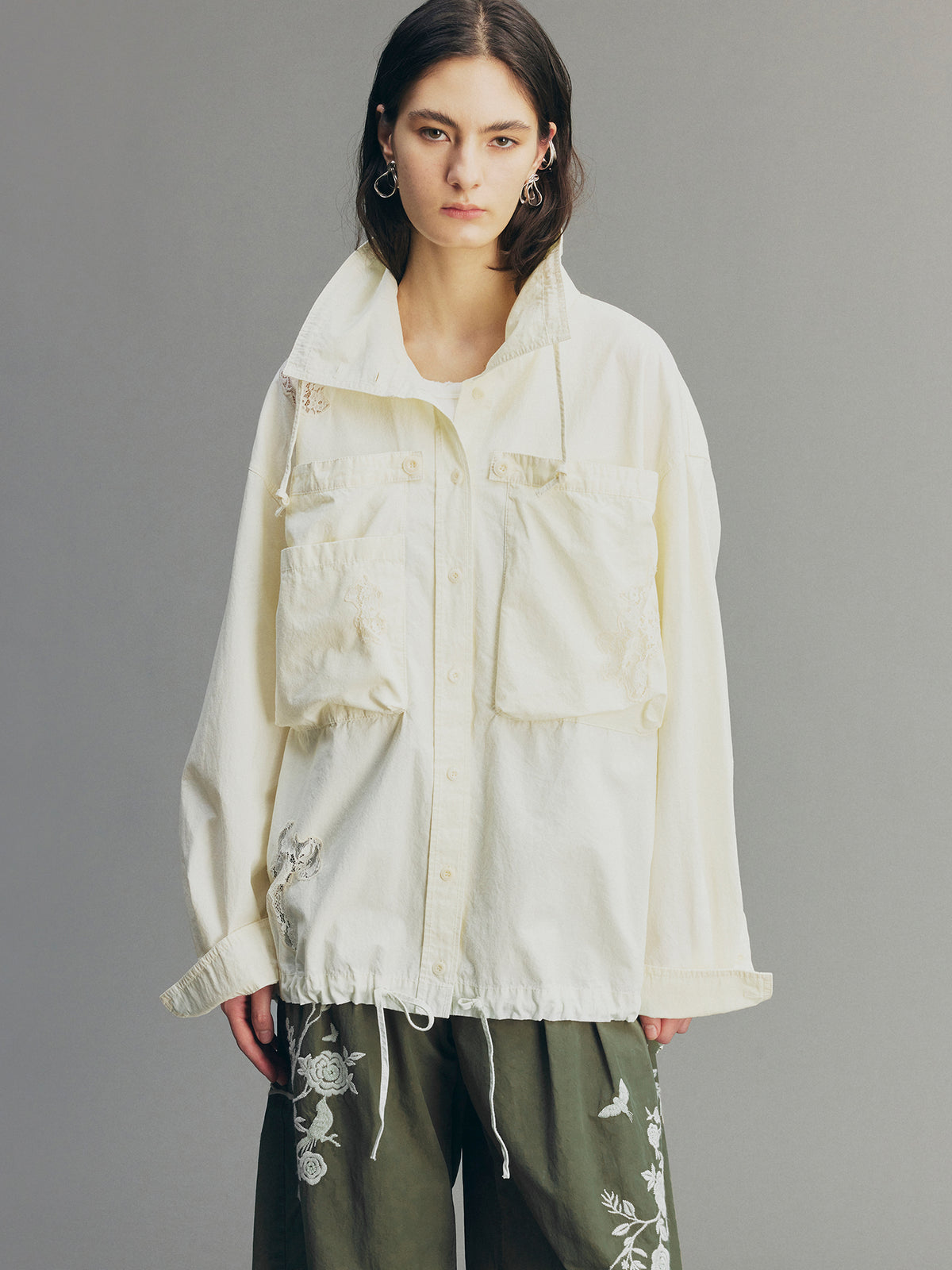 Casual Adjustable Drawstring Utility Shirt