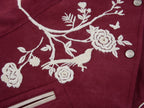 Vintage Embroidered Distressed Sweatshirt Jacket