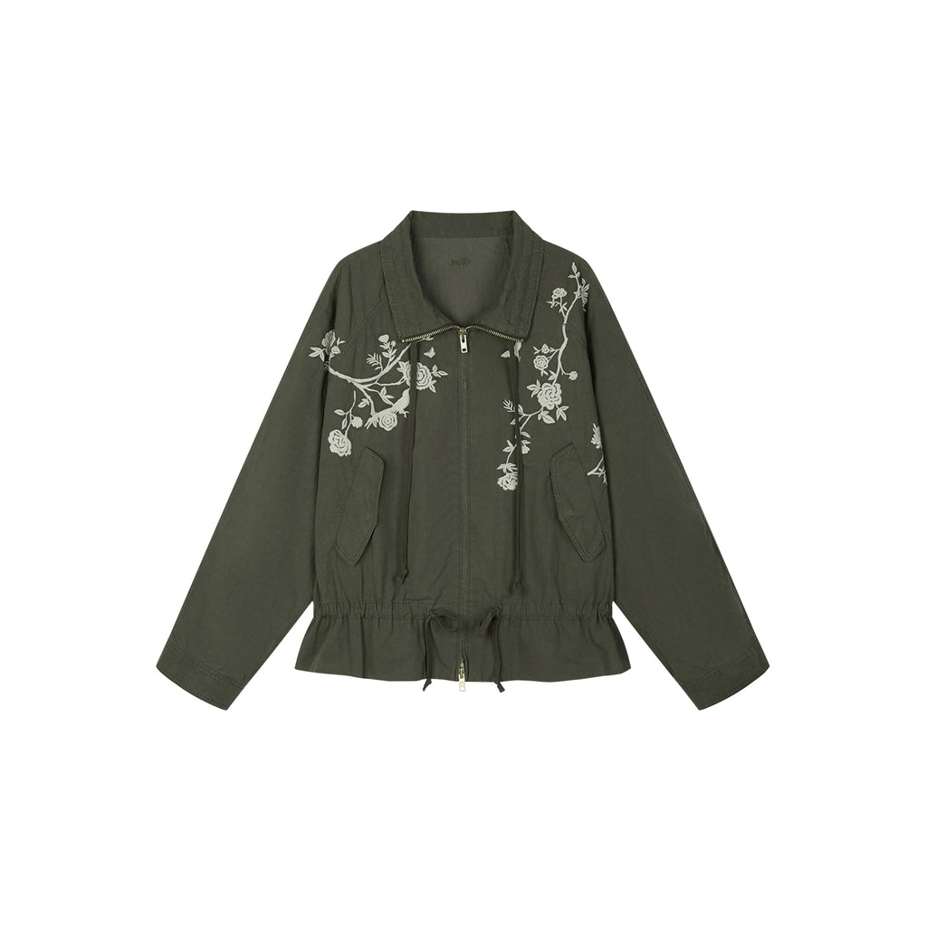 Vintage Embroidered Drawstring Utility Jacket