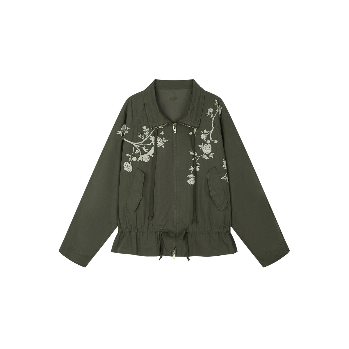 Vintage Embroidered Drawstring Utility Jacket