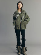 Vintage Embroidered Drawstring Utility Jacket
