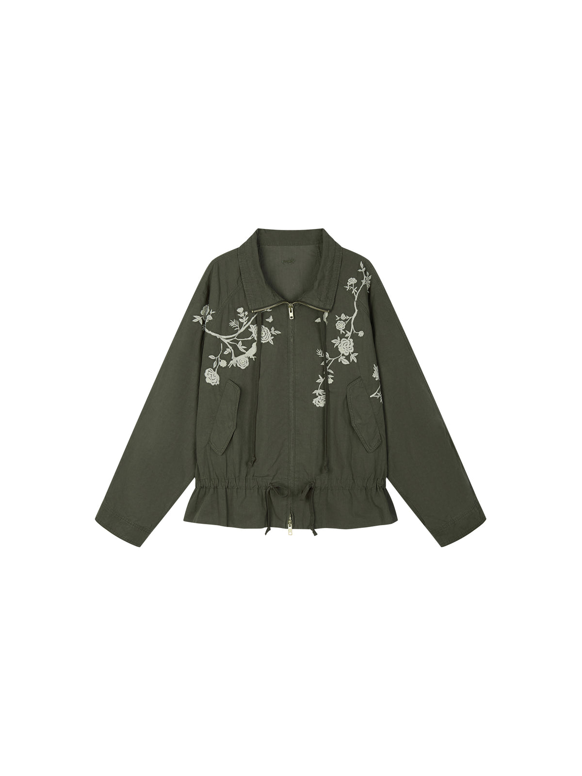 Vintage Embroidered Drawstring Utility Jacket